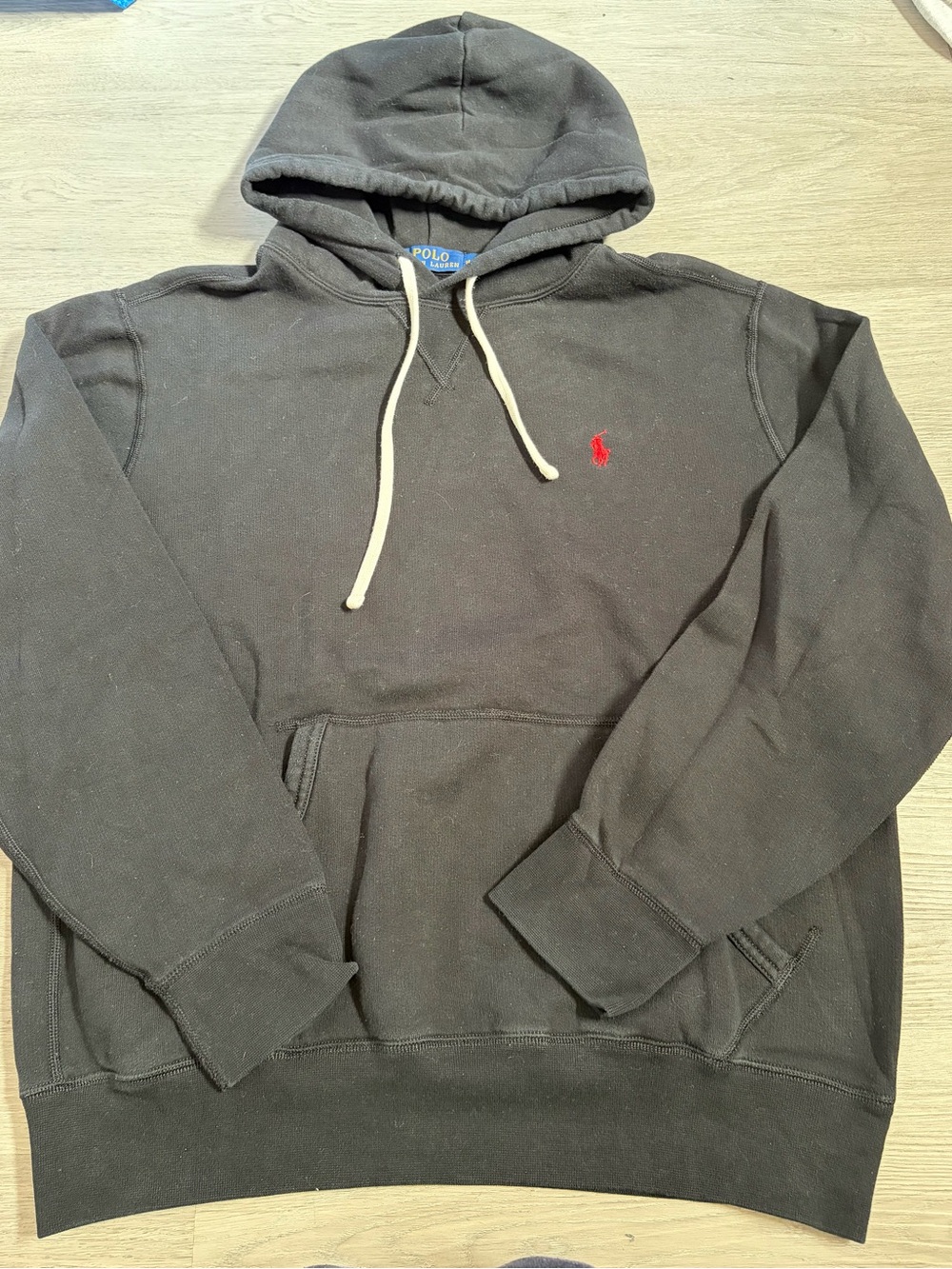 Polo Ralph Lauren Fleece Hoodie Black Red Pony Size M
